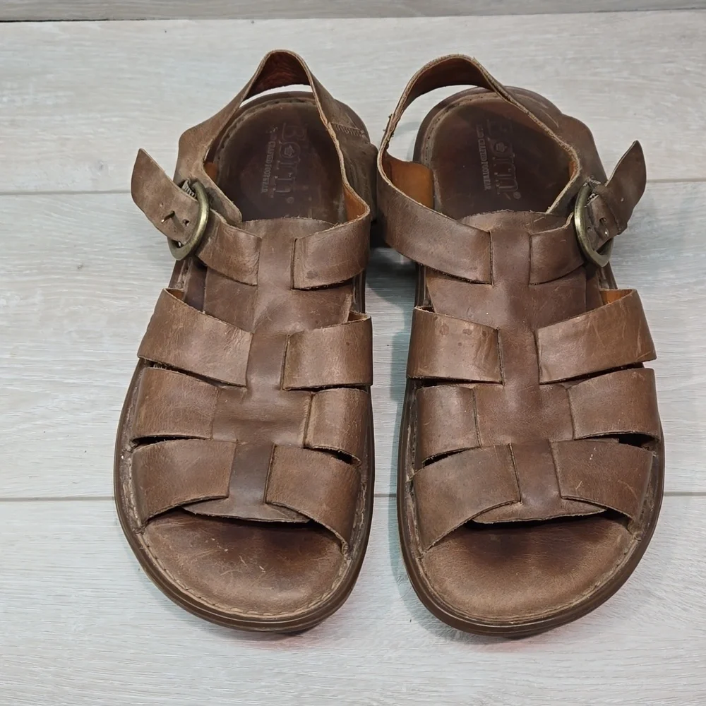 Born Mens Ankle Leather Fisherman Sandals shoes sz 10M